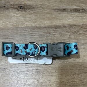 Boots & Barkley Aqua Leopard Print Dog Collar with Navy Spots